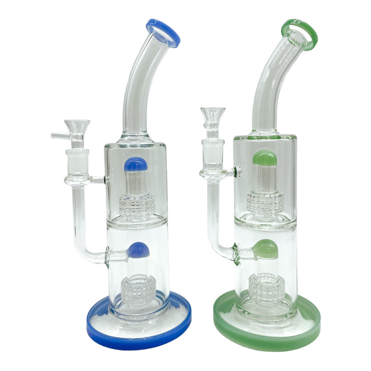  BENT NECK WITH DOUBLE MATRIX PERC WATERPIPE 12" 
