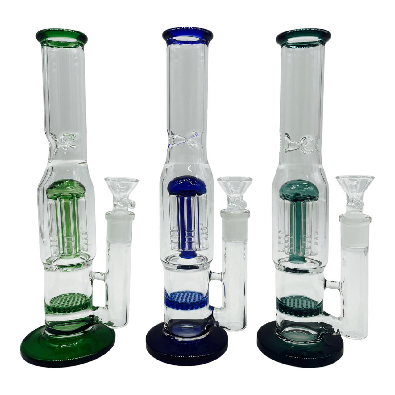 DUAL COLOR TREE & HONEYCOMB PERC STRAIGHT WATERPIPE 10" 