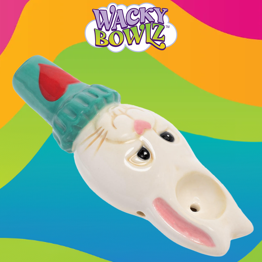 WACKY BOWLZ - 3.5" WHITE RABBIT CERAMIC PIPE - 1CT
