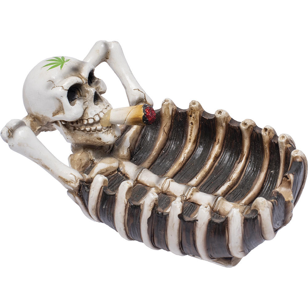 FUJIMA STONED SKELETON POLYSTONE ASHTRAY 6" 