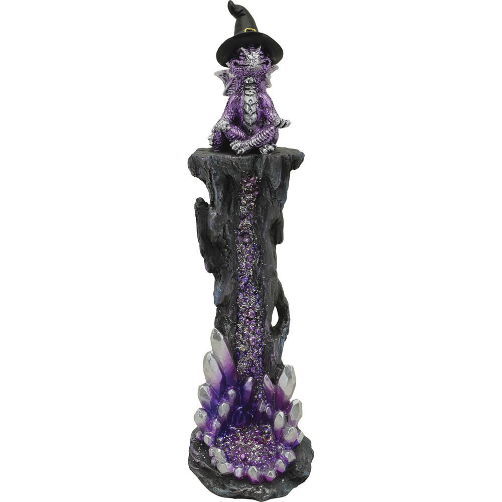  FUJIIMA UPRIGHT YOGI DRAGON POLYSTONE INCENSE BURNER 10.5" 