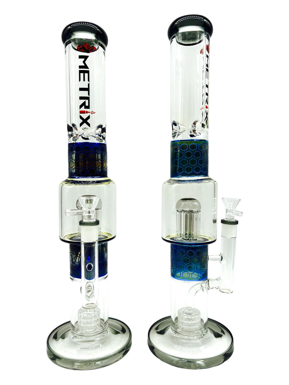  METRIX HONEYCOMB DESIGN DUAL PERC WATERPIPE 17" 