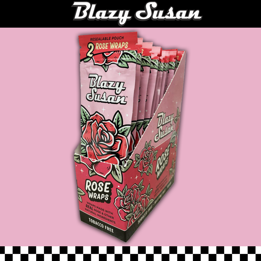 BLAZY SUSAN 2-PACK ROSE PETAL HEMP WRAPS - 25CT DISPLAY