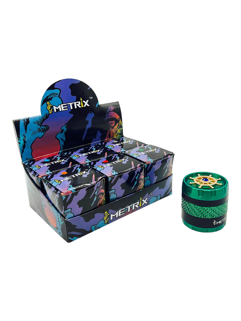  METRIX RATAN MIDDLE DIAMOND ON TOP 63MM 4 LAYERS GRINDER - DISPLAY OF 6CT 