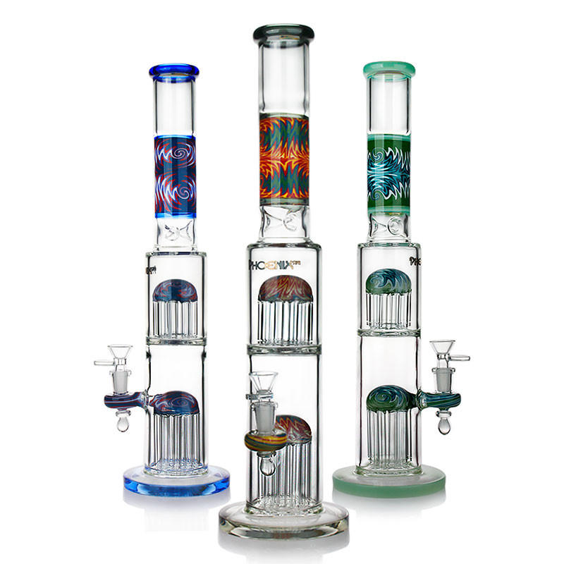  PHOENIX STAR DOUBLE TREE PERC BONG WIG WAG WATERPIPE 16" 