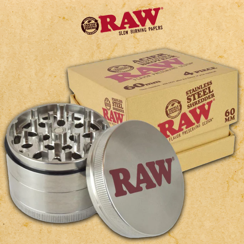 RAW STAINLESS STEEL 4 PARTS SHERDDER GRINDER 60MM - 1CT