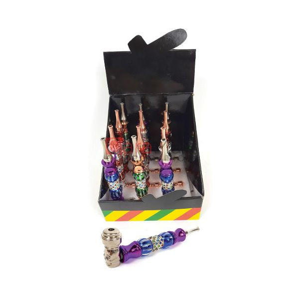  SKULL JEWELRY METAL PIPE 5.5" - 12CT DISPLAY 