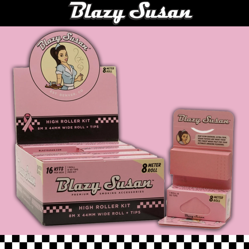 BLAZY SUSAN HIGH ROLLER KIT 8M x 44MM WIDE ROLL + TIPS - 16CT DISPLAY
