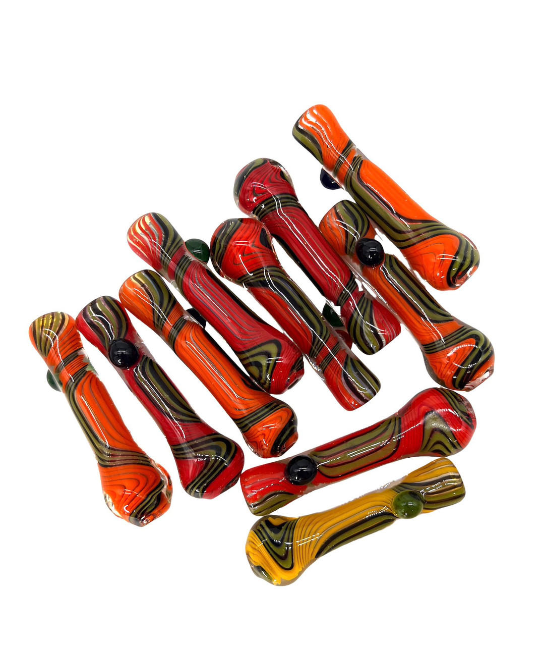  IMPORTED COLOR CHILLUMS 4" - BAG OF 10 