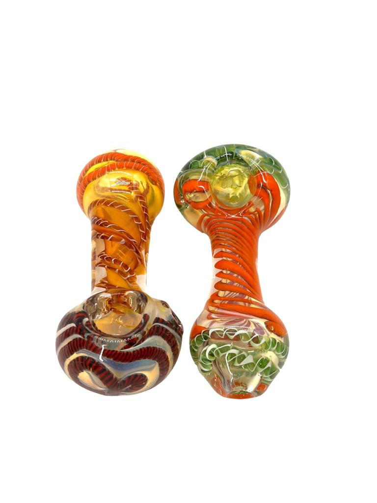  HEAVY MULTI COLOR SPIRAL HANDPIPE 4" - BAG OF 5 