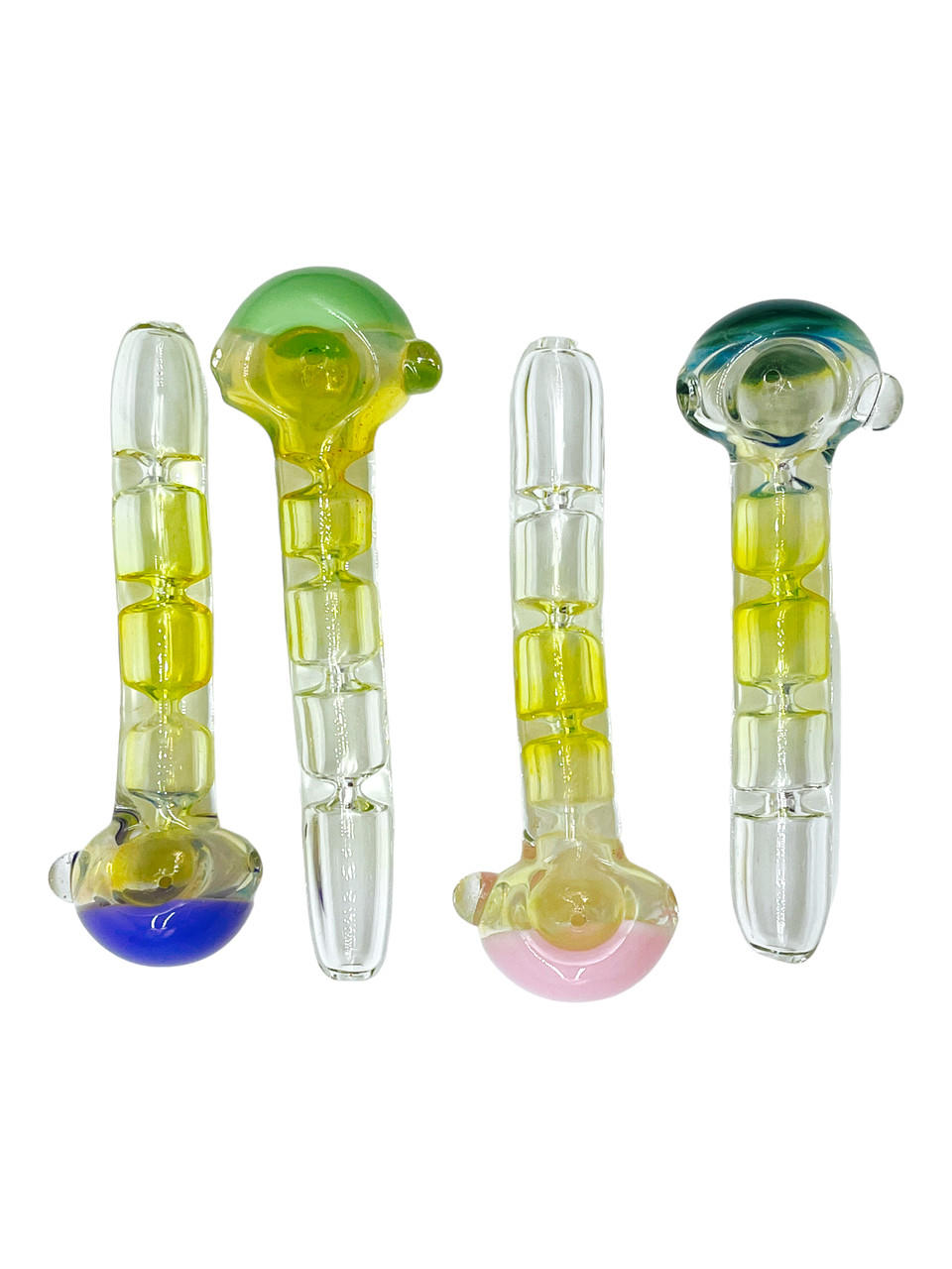  FOUR CHAMBER SLIME COLOR HEAD HANDPIPE 6" - BAG OF 5CT 