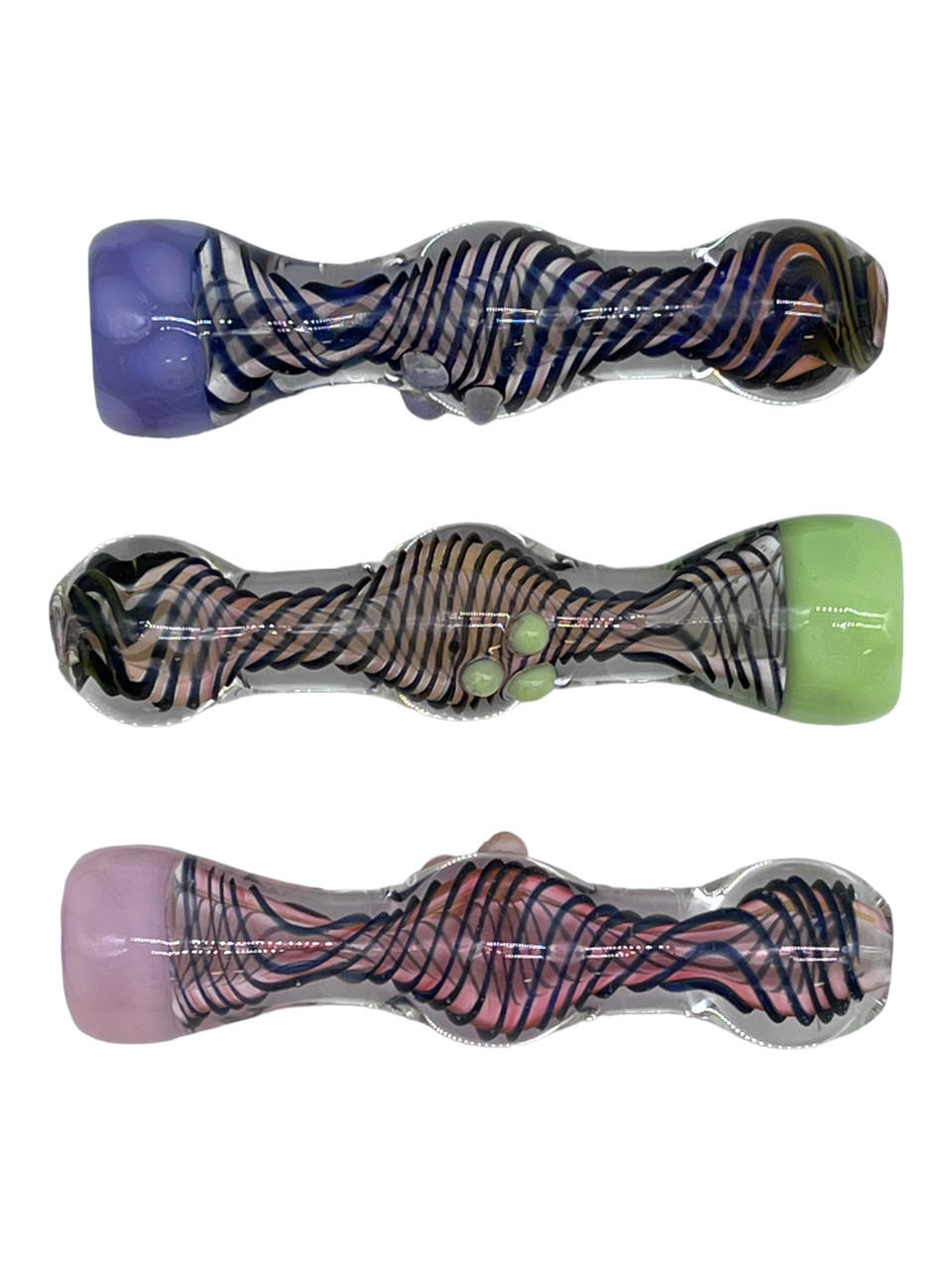  SLIME COLOR RIMMER HEAD SWIRL FUMED CHILLUM 3" - BAG OF 10CT 