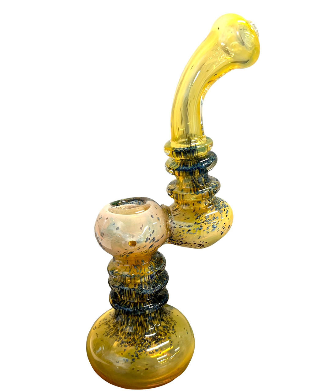  GOLD BUBBLER WITH INSIDE PAINT SPLATTER DESIGN 8" 