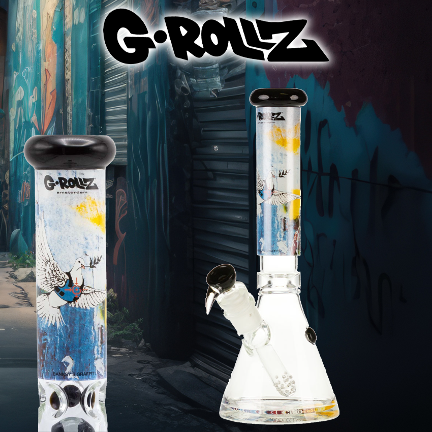 G-ROLLZ BANKSY'S BULLETPROOF DOVE BEAKER BONG 14.5"