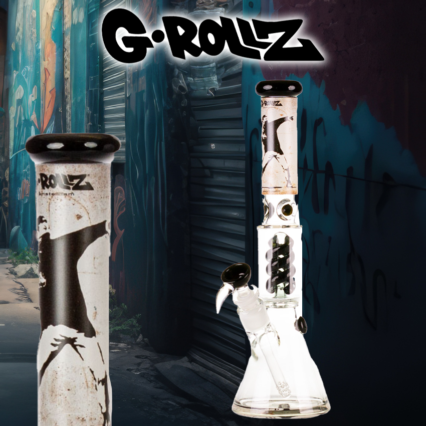 G-ROLLZ BANKSY'S FLOWER THROWER STRAIGHT BONG 17.5"