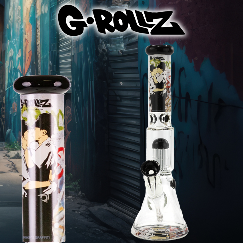 G-ROLLZ BANKSY'S COP ON COP 8 ARM PERCOLATOR BEAKER 14"