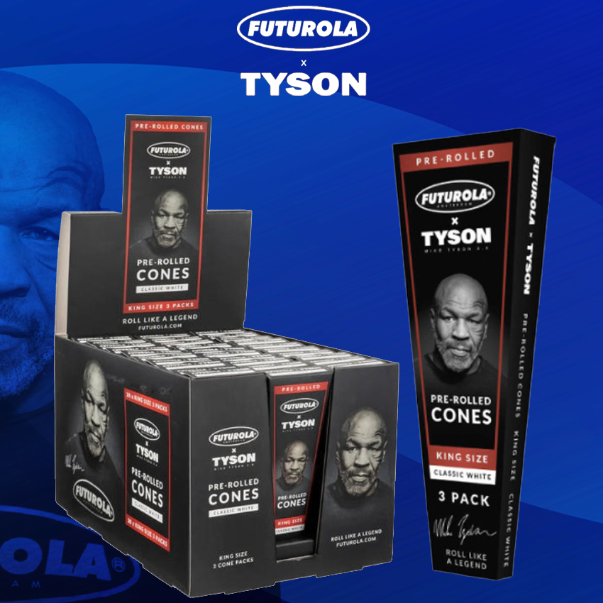 TYSON 2.0 x FUTUROLA KING SIZE PRE-ROLLED CONE DISPLAY - 30CT