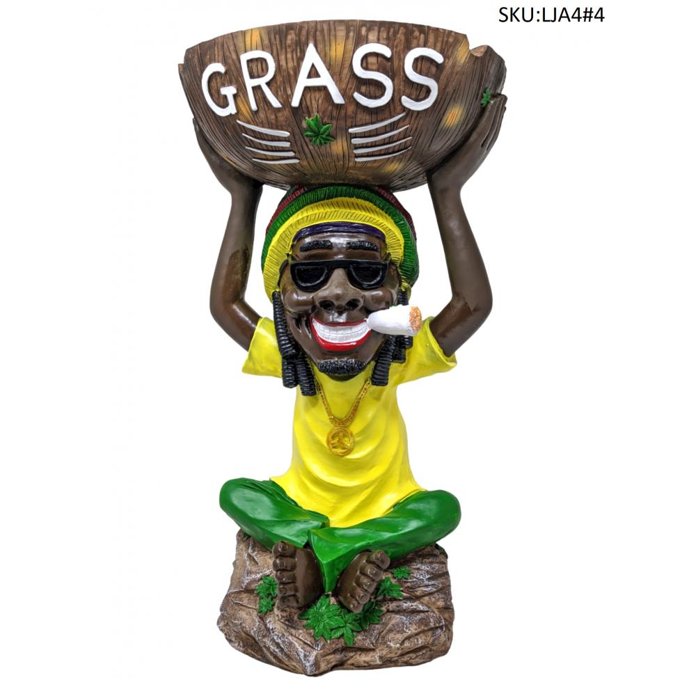  LARGE GRASS JAMAICAN MAN ASHTRAY (LJA4) 