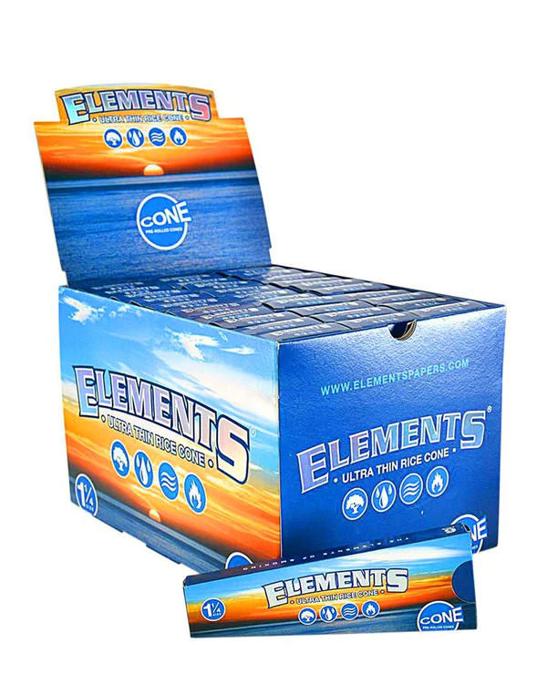 FULL BOX/ 24PK of ELEMENTS CONNOISSEUR KING SIZE SLIM W/TIPS RICE ROLLING  PAPERS