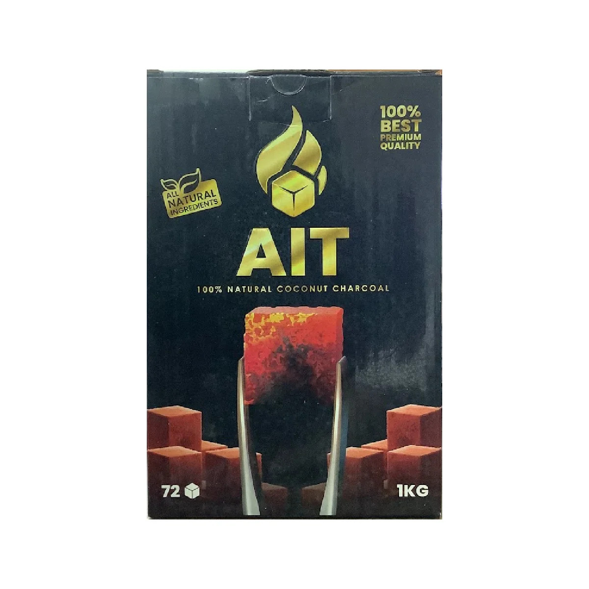AIT CHARCOAL 100% NATURAL COCONUT - 72 CUBES 1KG