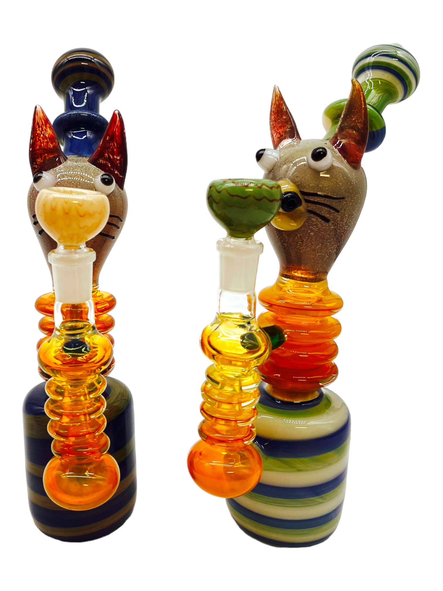 HAND ART DEVIL CAT WATERPIPE 10"
