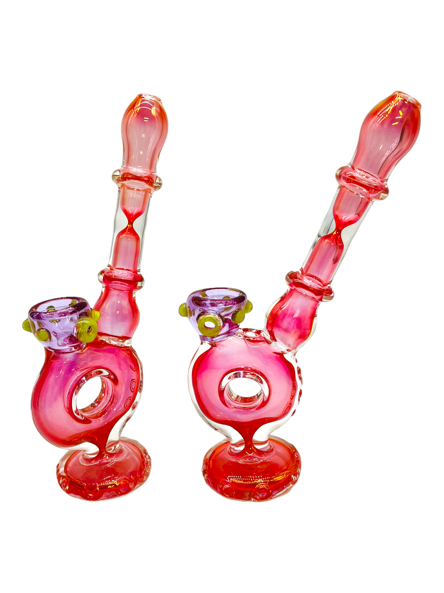 6 GLASS TOBACCO WATER PIPE SLYME COLOR WITH VIRUS DESIGN