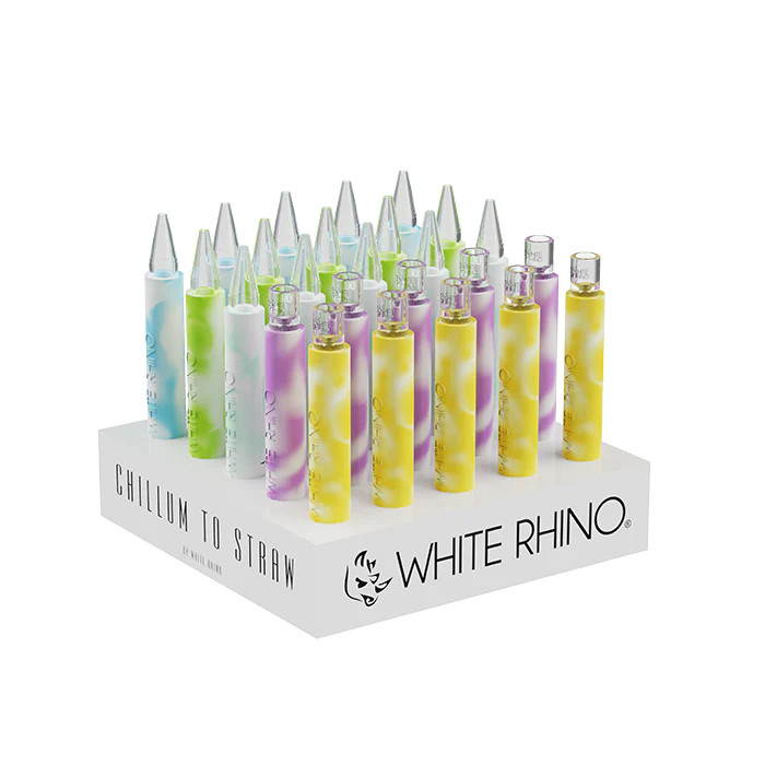 WHITE RHINO CHILLUM TO STRAW GLOW IN THE DARK - 25CT DISPLAY