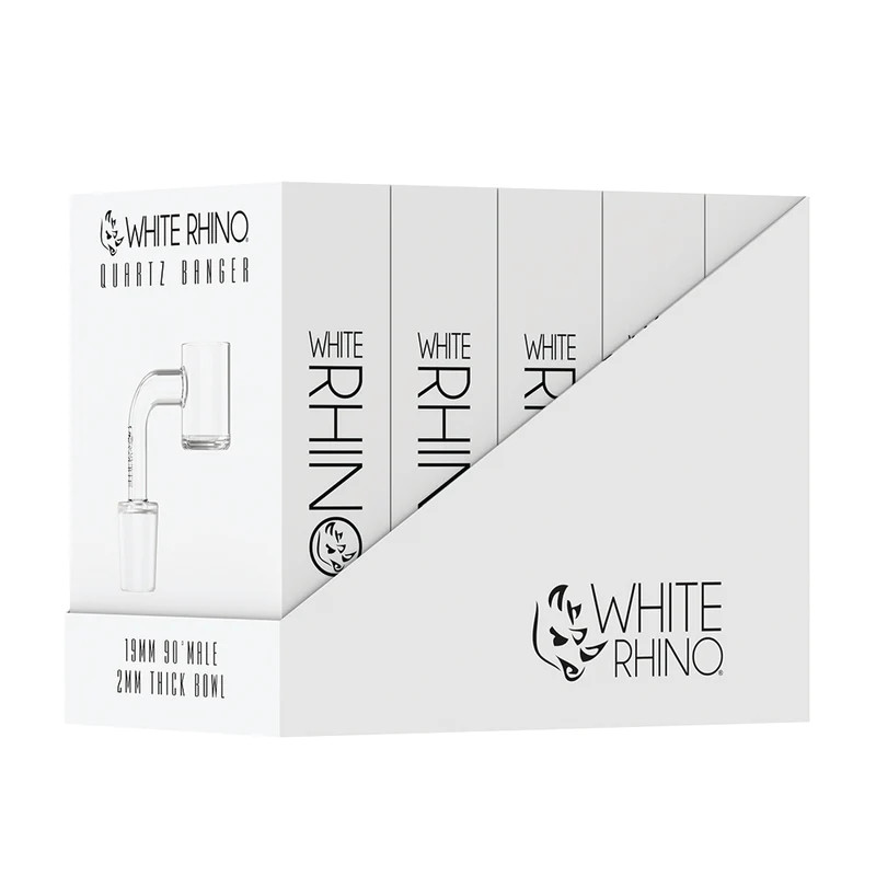 WHITE RHINO 19MM 90° MALE QUARTZ BANGER 2MM - 5CT DISPLAY