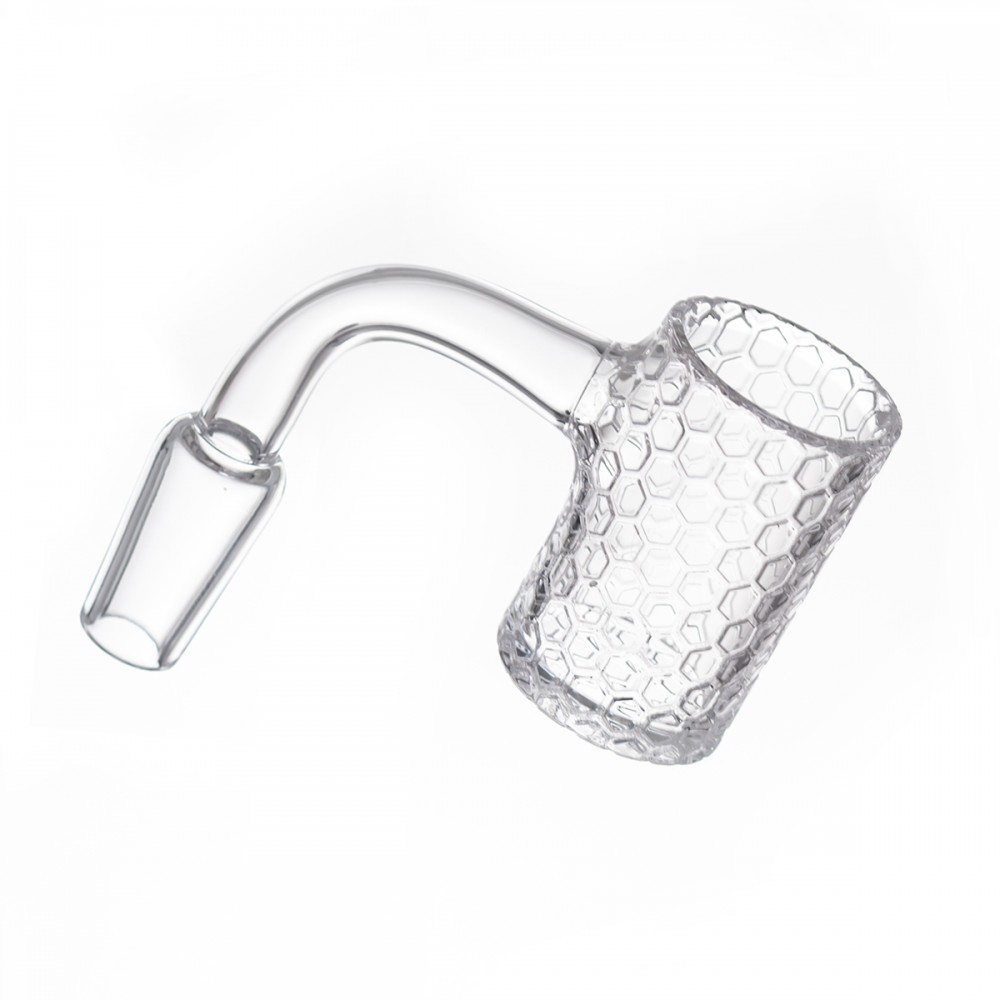 14MM EMBOSSED DESIGN ART QUARTZ BANGER 90 DEGREE ANGLE