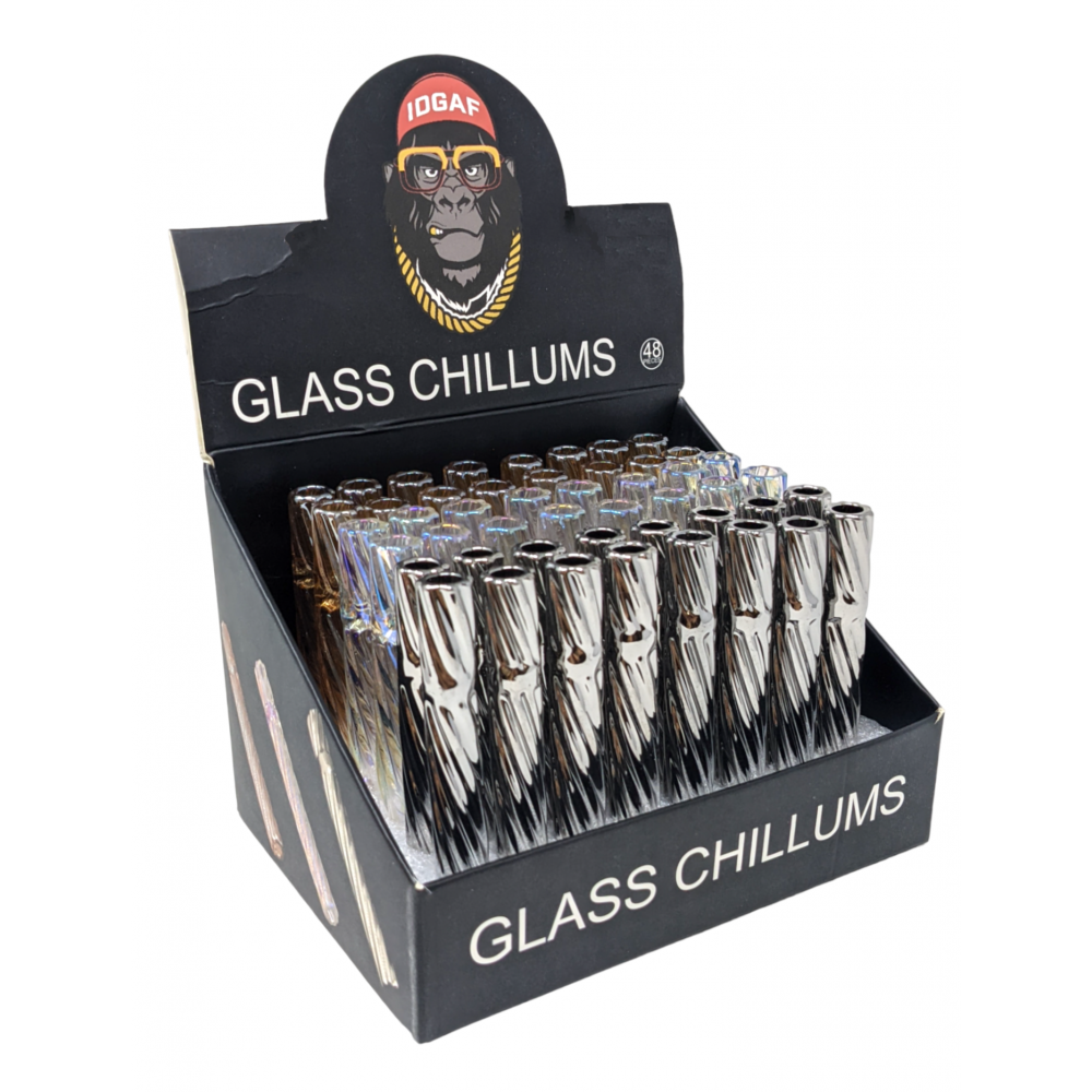 HIGH POINT GLASS - SPIRAL FUMED ART CHILLUMS DISPLAY 48CT