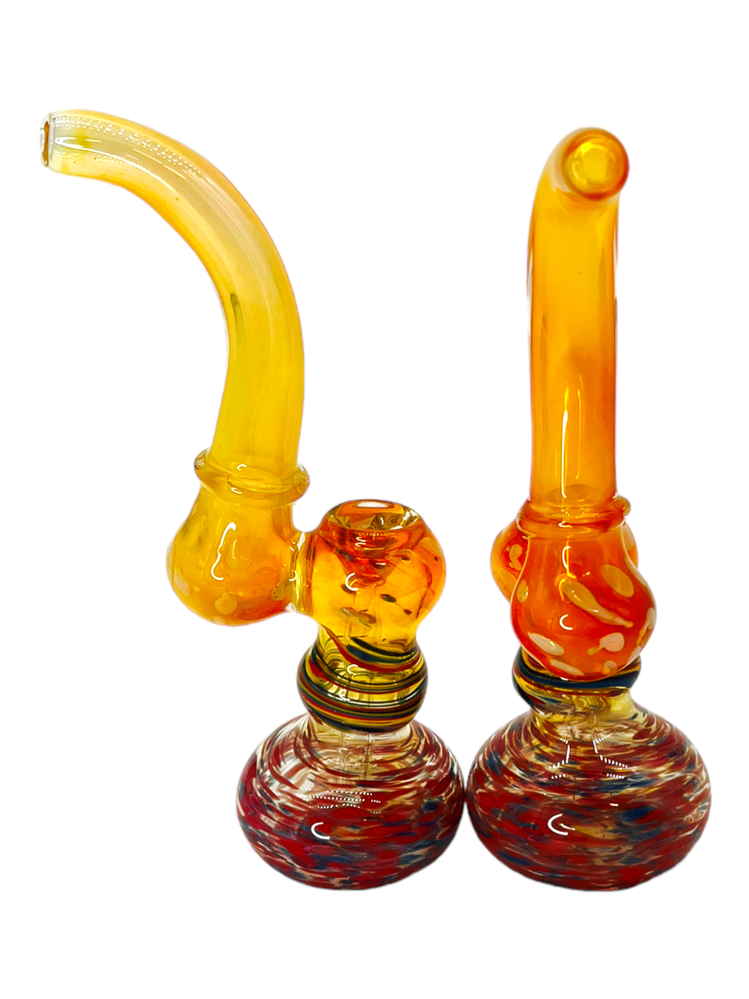HEAVY DEEP FUMED COLORED BUBBLER 8"
