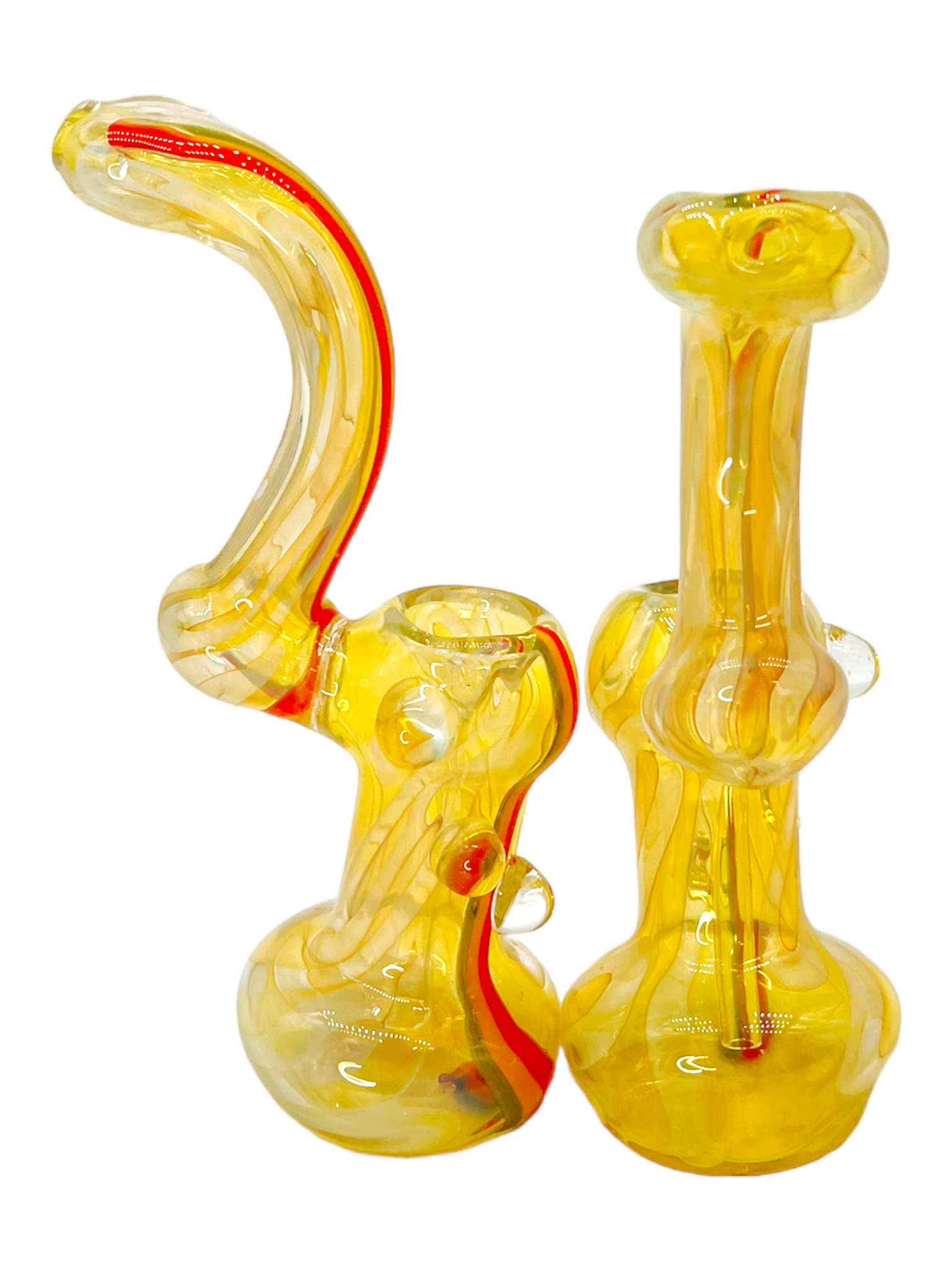 HEAVY FUMED RASTA LINE BUBBLER 8"