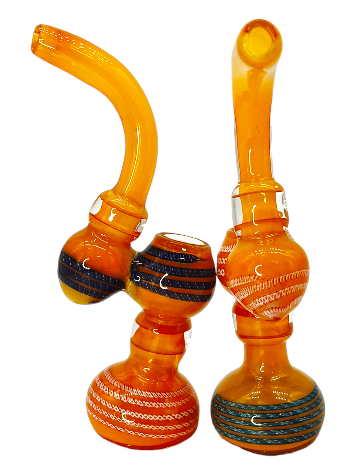 HEAVY FUMED KINTTED LINES BUBBLER 8"