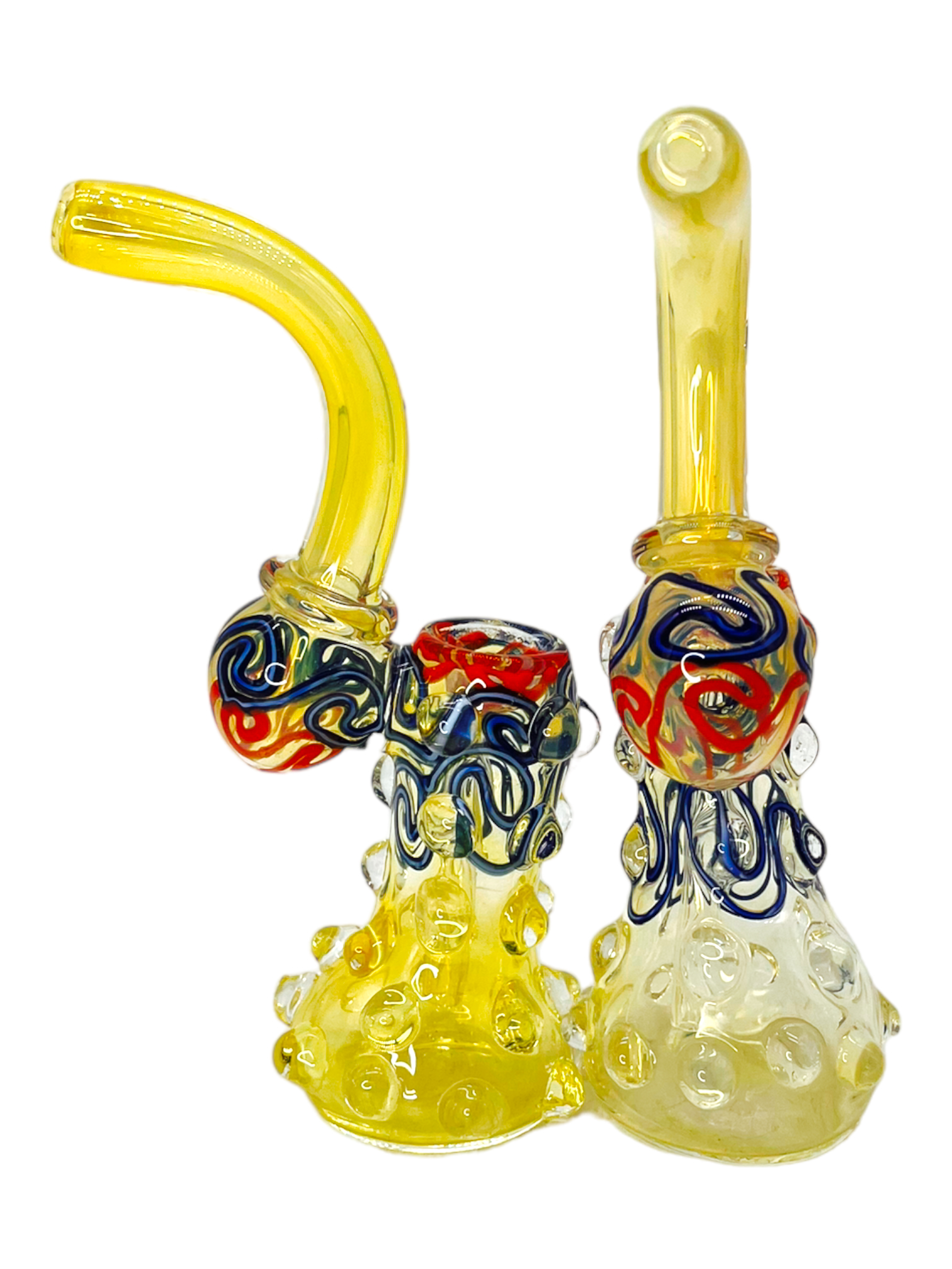 HEAVY FUMED SWIRL LINES BODY FRITS BUBBLER 8"