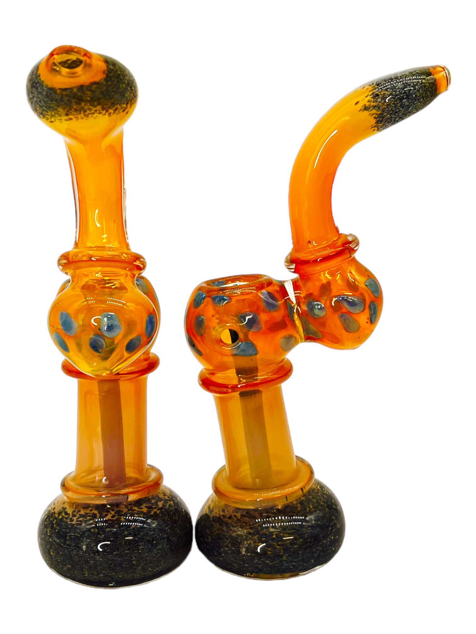 HEAVY FUMED SANDED BASE BUBBLER 8"