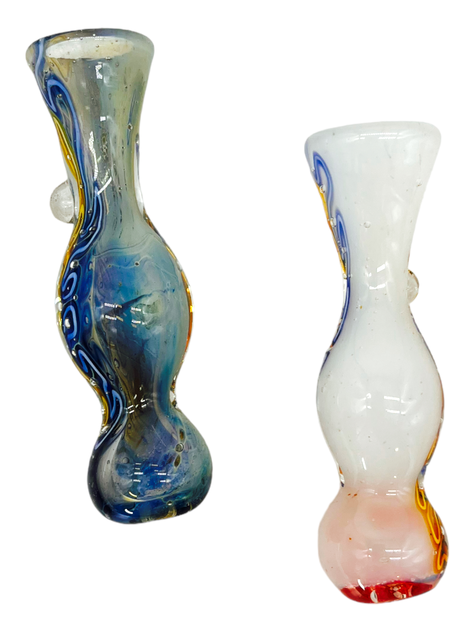 COLOR DUMED WITH ROLLSTOP GLASS CHILLUM 3" - 10CT BAG
