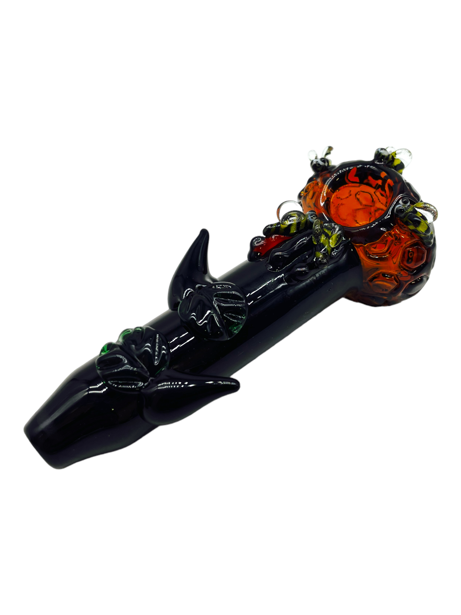 BEEHIVE WITH HONEYBEES AND LEAF HANDPIPE 5"