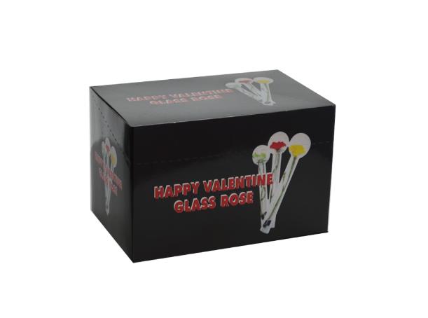  VALENTINE ROSE GLASS PIPES - 4" - DISPLAY OF 24CT 