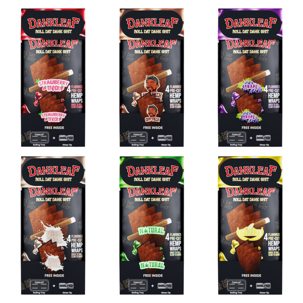 DANKLEAF HEMP FLAVORED PRECUT WRAPS W/ GLASS TIPS - 10CT DISPLAY