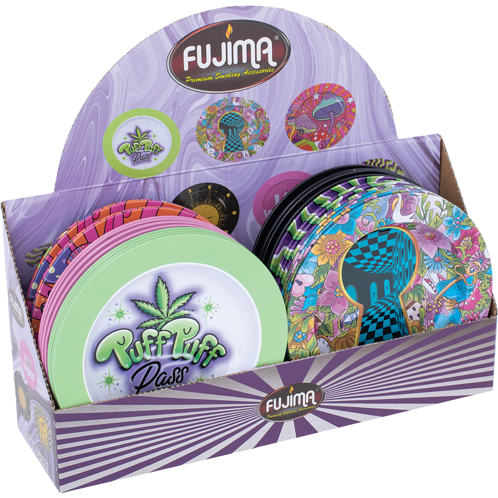 FUJIMA 24CT ASSORTED 5.4IN TIN ASHTRAY