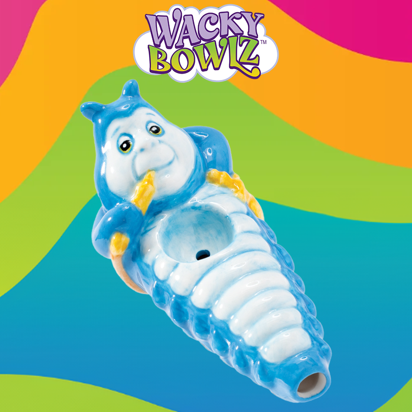 3.5IN HOOKAH-SMOKING CATERPILLAR CERAMIC PIPE - WACKY BOWLZ