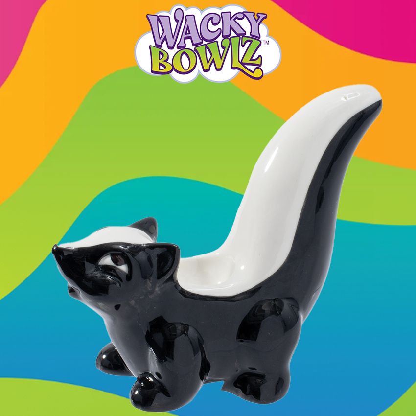 3.5IN SKUNK CERAMIC PIPE - WACKY BOWLZ