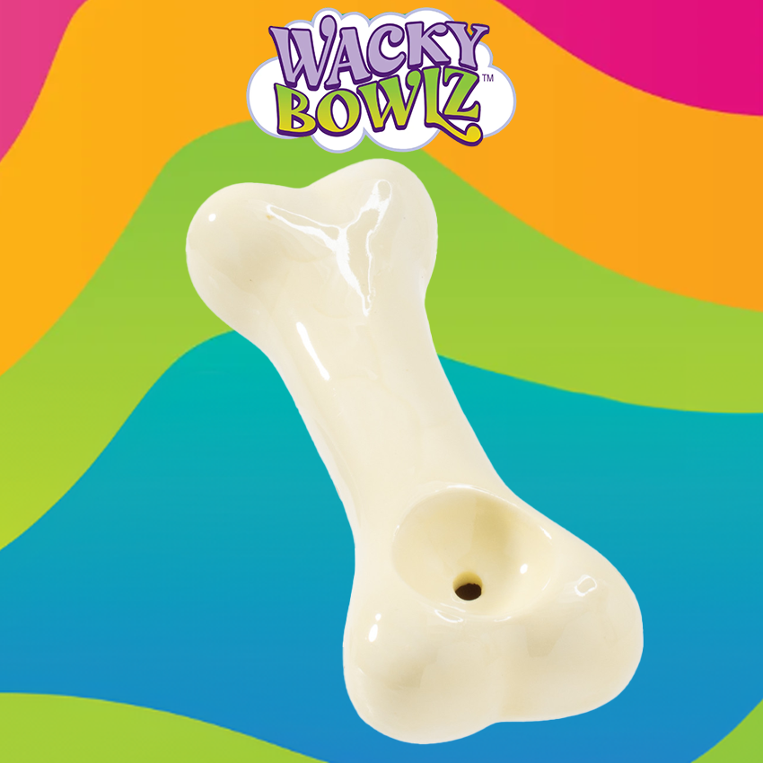 3.5IN DOG BONE CERAMIC PIPE - WACKY BOWLZ