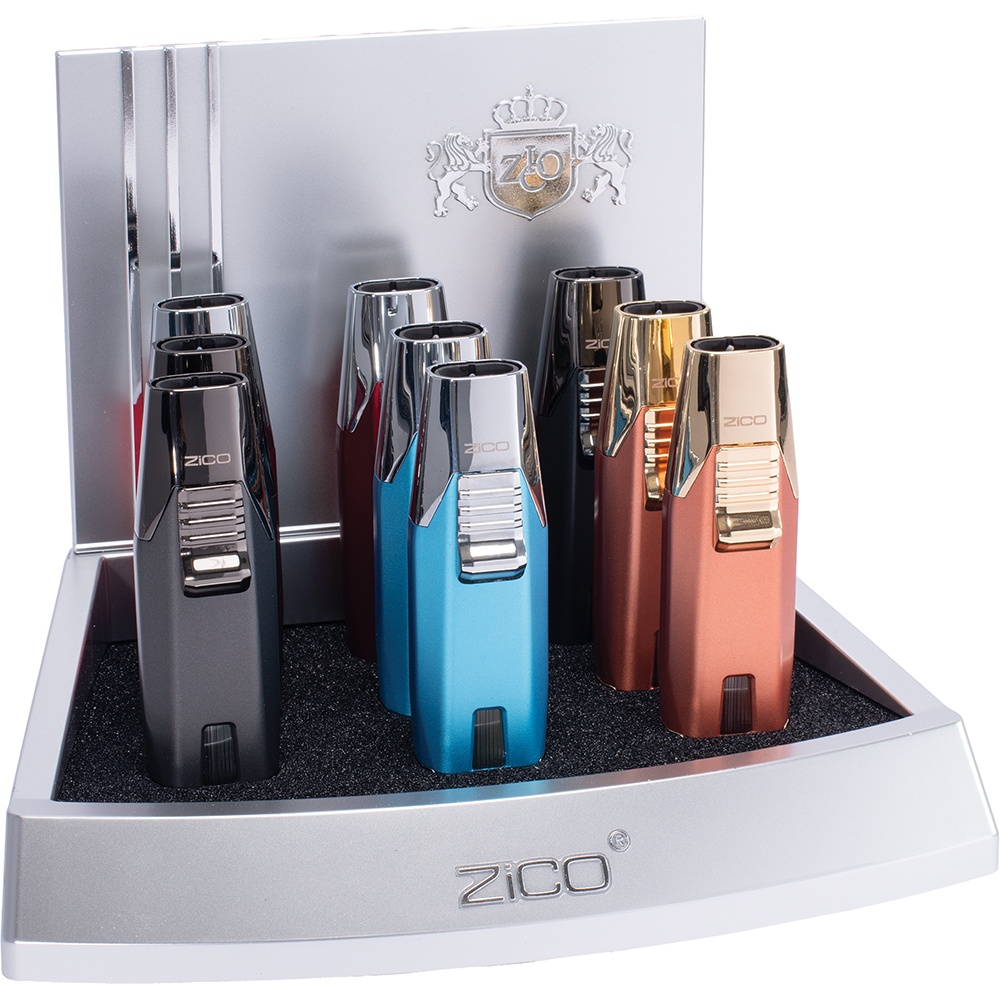 ZICO DOUBLE TORCH FLAME LIGHTER - 9CT