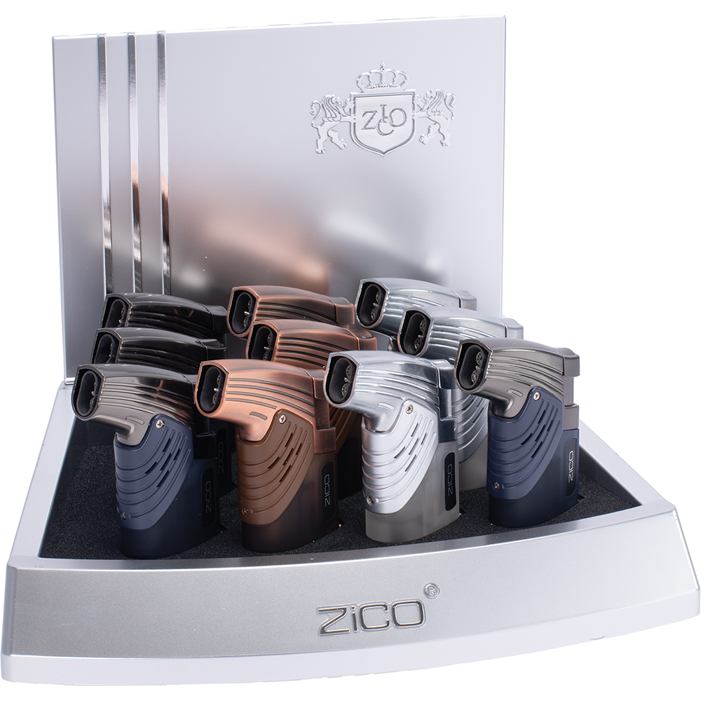 ZICO DOUBLE TORCH FLAME LIGHTER WITH PUNCH - 10CT