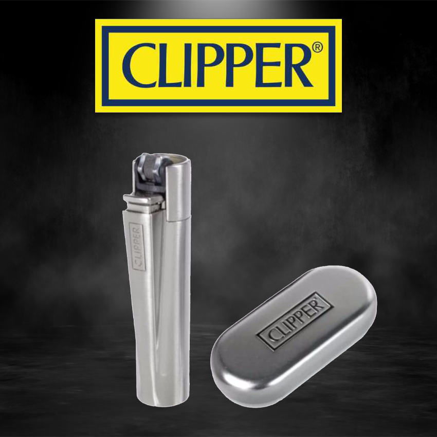 FULL METAL SILVER CLIPPER LIGHTERS - DISPLAY OF 12CT