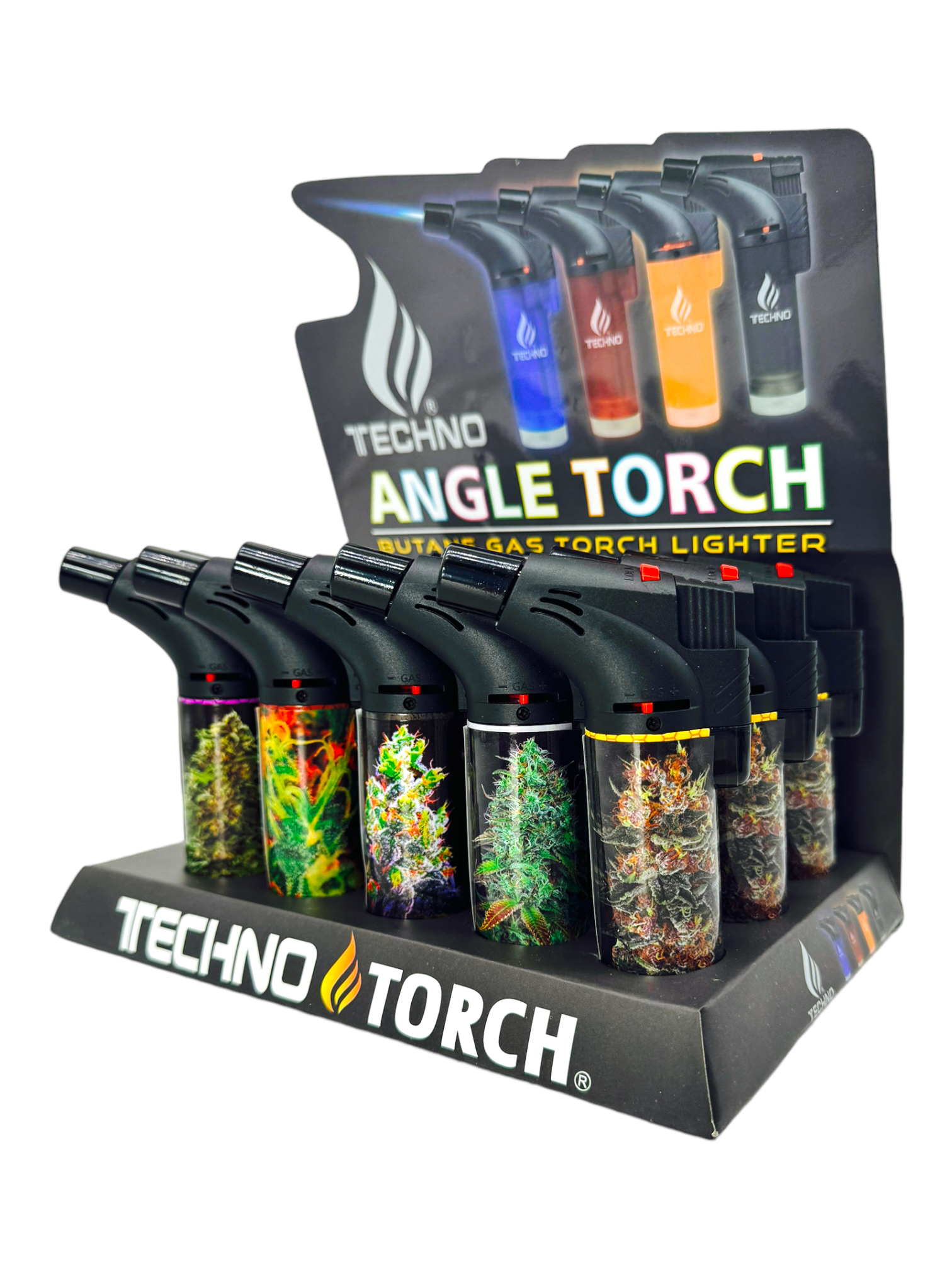 TECHNO ANGLE TORCH GAS GUN LIGHTER MARIJUANA - 15CT DISPLAY