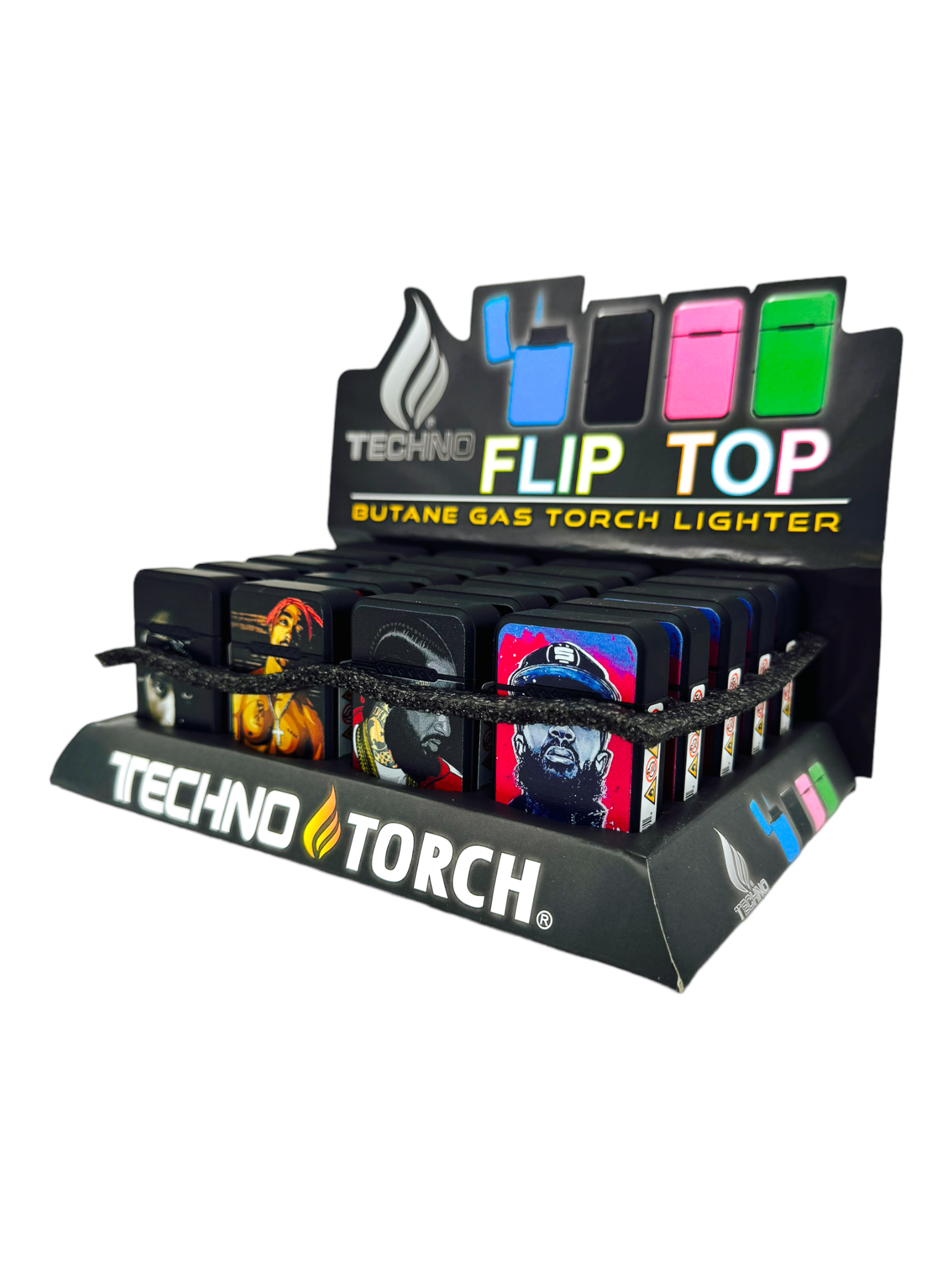 TECHNO TORCH FLIP TOP LIGHTER 2PAC - 20CT DISPLAY