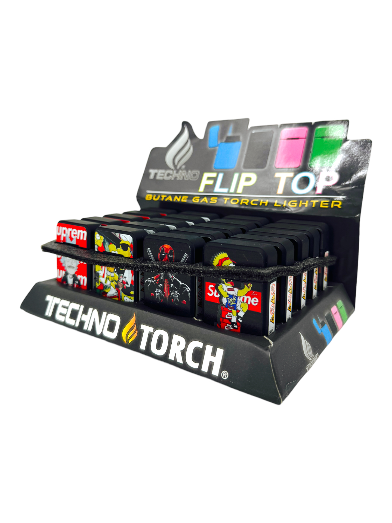 TECHNO TORCH FLIP TOP LIGHTER SUPREME - 20CT DISPLAY