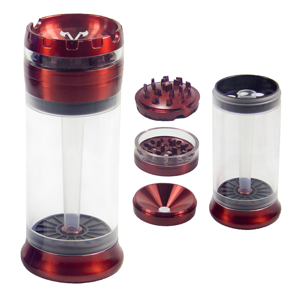 VIKING AXE GRINDER 63MM WITH CONE FILLER AND ASHTRAY TOP - RED